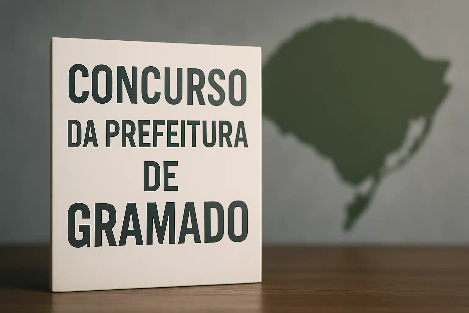 Placa com os dizeres Concurso da Prefeitura de Gramado.
