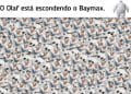 Desfio visual com diversos personagens Olaf juntos, dificultando encontrar o Baymax escondido entre eles