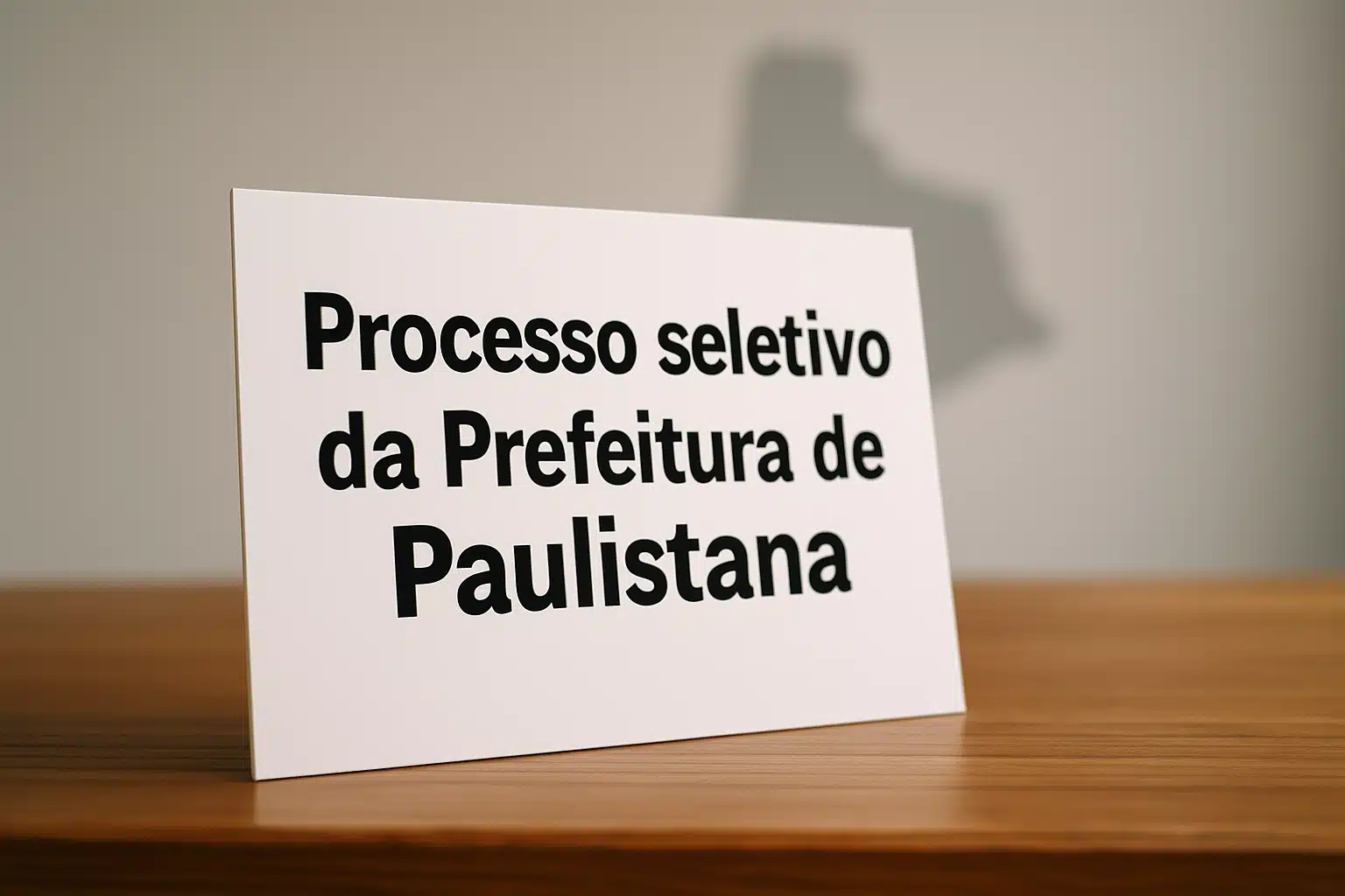 Placa com texto sobre processo seletivo da Prefeitura de Paulistana.
