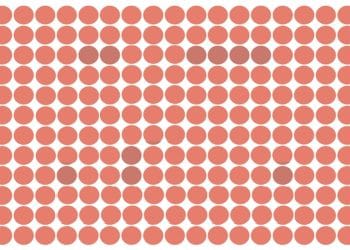 Desafio lógico com vários círculos laranja organizados lado a lado com um cilindro camuflado.