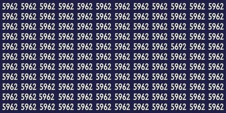 Diversos números 5962 dispostos em linhas e colunas sobre fundo azul escuro.