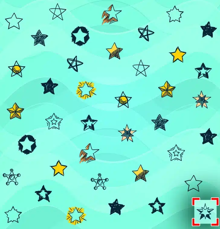 Diversas estrelas desenhadas à mão de diferentes formatos e cores