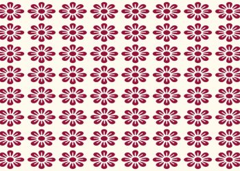 Teste visual com várias flores vermelhas padronizadas e uma flor diferente centralizada entre elas