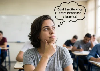Pessoa pensativa em sala de aula refletindo sobre a diferença entre israelense e israelita