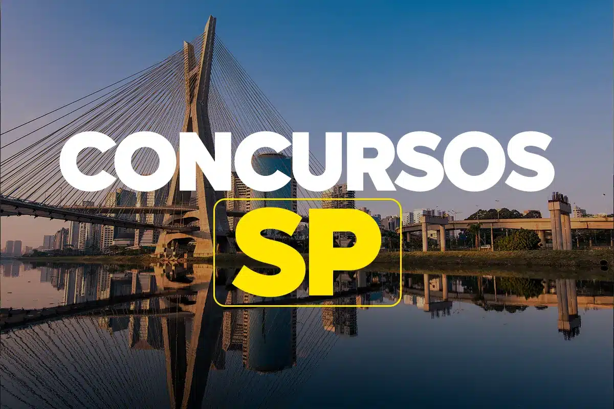 Ponte Estaiada de São Paulo com texto Concursos SP — concurso da Prefeitura de Carapicuíba SP com inscrições abertas e salários de até R$ 4.300