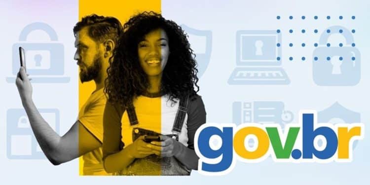 Dois jovens usando smartphones com o logotipo do gov.br e ícones de segurança digital ao fundo representando o login bloqueado pelo erro 403 e como resolver o problema
