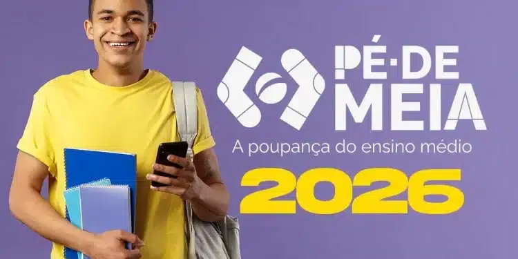 Imagem do programa Pé-de-Meia 2026, que paga R$ 200 para estudantes do ensino médio matriculados na rede pública e com inscrições ativas no Cadastro Único.