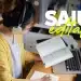 Menina estudando e nome "Saiu edital" destacado.