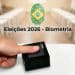 Eleitor usando biometria para votar, representando as eleições de 2026