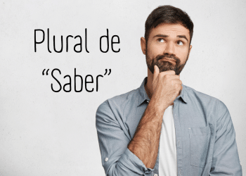 Homem barbudo com camisa azul e mão no queixo em pose pensativa ao lado do texto "Plural de Saber"