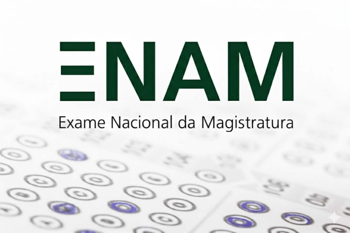 Logotipo do Enam sobre folha de respostas de prova