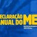 Arte gráfica em azul e amarelo com o texto Declaração Anual do MEI ao centro