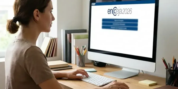 Pessoa acessando o site de inscrição do Encceja 2026 em um computador