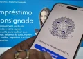 Tela do aplicativo Meu INSS exibe acesso ao serviço de empréstimo consignado com login pelo gov.br