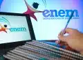 Prazo de isenção do Enem encerrado: logotipo do Exame Nacional do Ensino Médio exibido em tela de notebook e monitor durante consulta na Página do Participante
