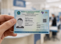 Carteira de Identidade Nacional sendo apresentada em posto de identificação civil em Cariacica.