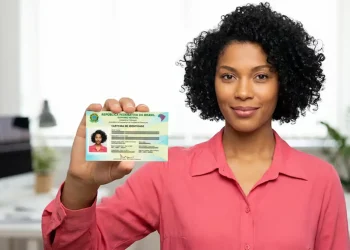 Mulher segurando a nova Carteira de Identidade, anunciando mudanças no SAC.