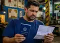Trabalhador brasileiro analisando carteira de trabalho e contracheque, expressando dúvida sobre ausência do Abono Salarial PIS/Pasep.