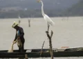 Pescador lança rede em canoa, situação ligada à exigência da entrevista do Seguro-Defeso