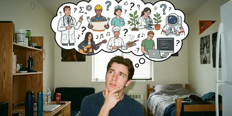Jovem reflete sobre escolhas profissionais e novas exigências do mercado de trabalho.