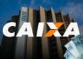 Sede da Caixa com notas de R$ 100, representando o Saque Calamidade do FGTS de até R$ 6.220