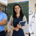 Três imagens mostram diferentes profissionais: na primeira, um motorista; na segunda, uma professora de Matemática; e, na terceira, um médico. A composição representa as oportunidades disponíveis nos processos seletivos com inscrições abertas.