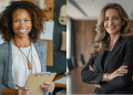 Duas mulheres trabalhando em locais diferentes.