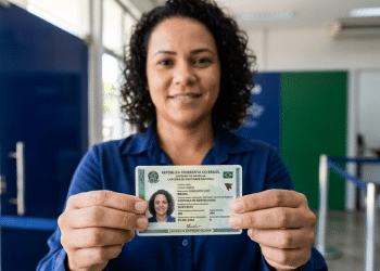 Mulher exibe a Carteira de Identidade emitida por atendimento domiciliar agendado pelo CRAS
